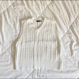 White Cable Knit Sweater Vest